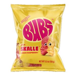 Bubs Sour Skalle Skull Lemon Raspberry Swedish Gummies 5.5oz 8ct